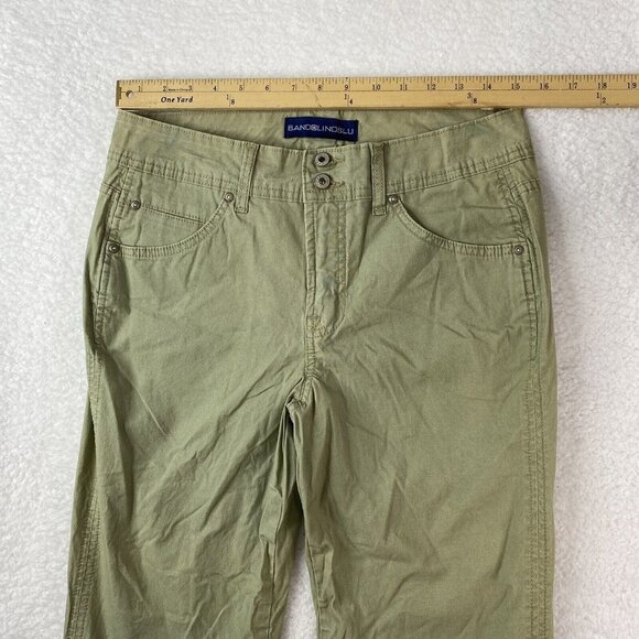 Bandolino Blu Pants Womens 8 Green Straight Crop High‎ Rise Stretch Dbl Button - Picture 6 of 15